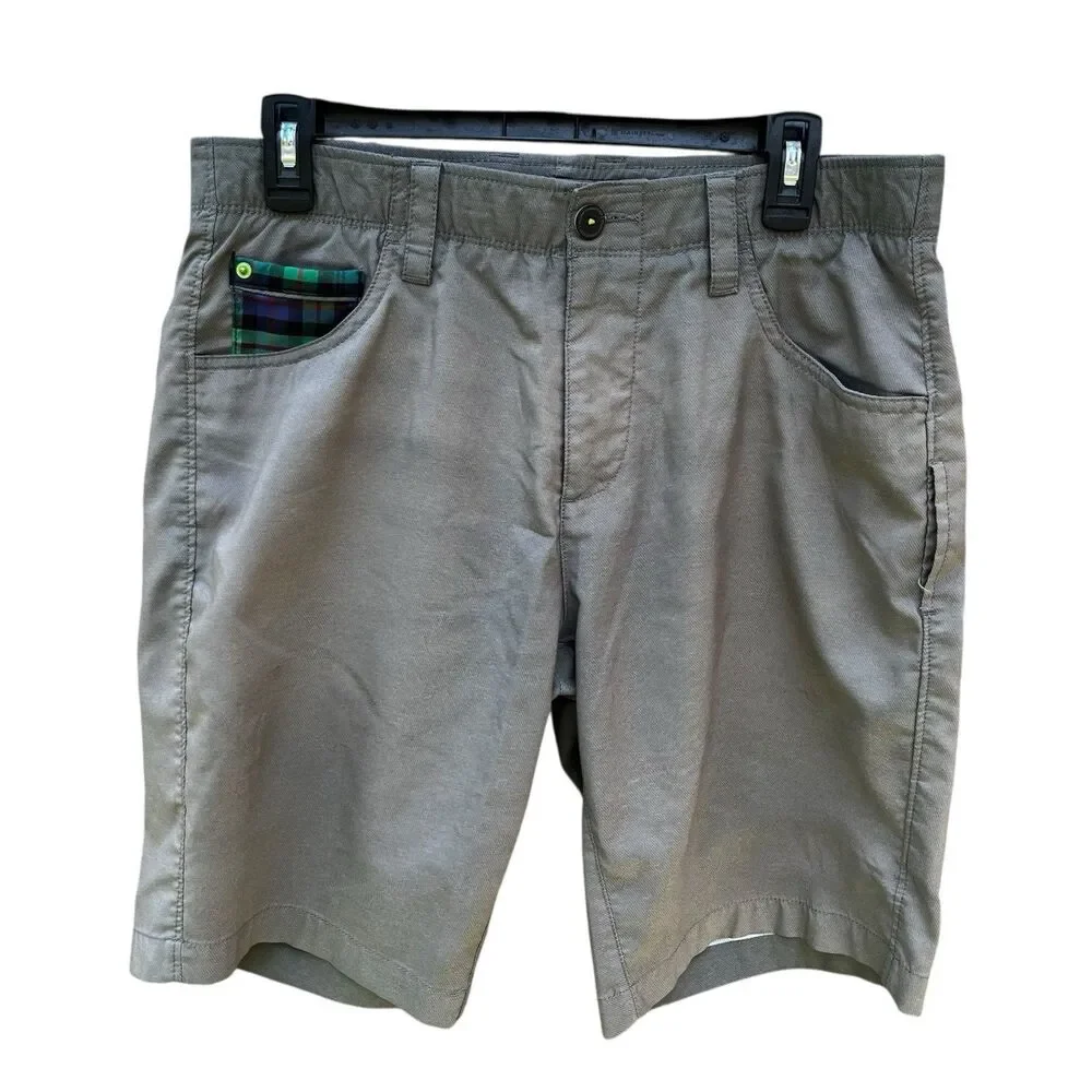 William Murray Performance Golf Shorts Men 32 Straight Fit Brown Athletic Tartan